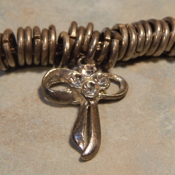 BoHo  Chain Ring Ball Bead Cross Bracelet - Picture 5 of 7